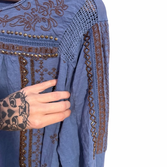 Sundance Long Sleeve Embroidered Beaded Top Size Large Bohemian Coachella Style - Picture 4 of 8